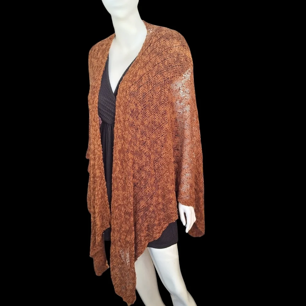 Cold Water Creek Open Front Sweater Cardigan Poncho Wrap Shawl Cape Cloak Sz O/S - Picture 12 of 15